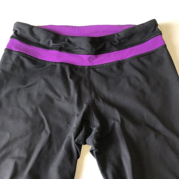 LULULEMON Womens Capri Leggings Black Purple Racing Size 6 - Picture 10 of 12
